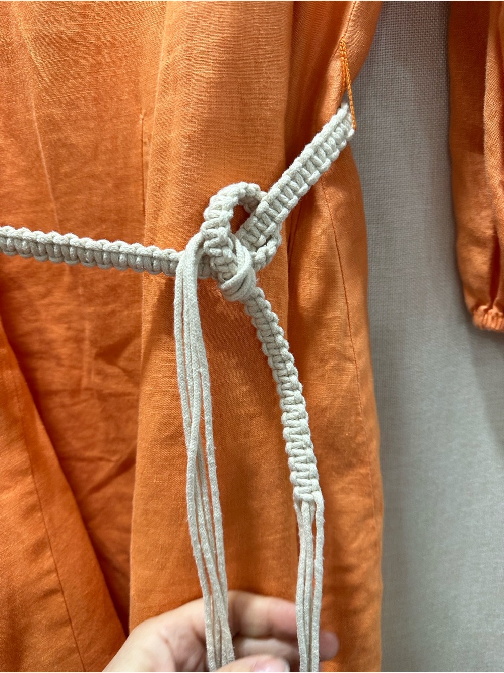 Tommy Bahama Orange Linen Blend Mini Dress Rope Belt Size Large - Picture 6 of 10